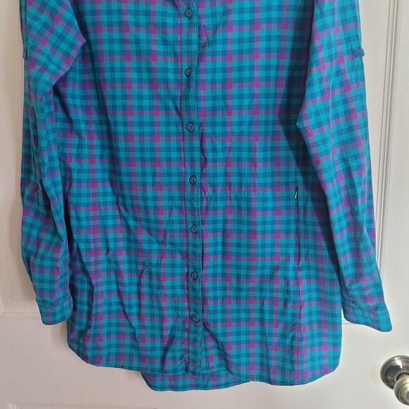 Duluth Trading Co Plaid Vented Tunic Button Front Shirt Women's Medium Gorpcore - Picture 4 of 10